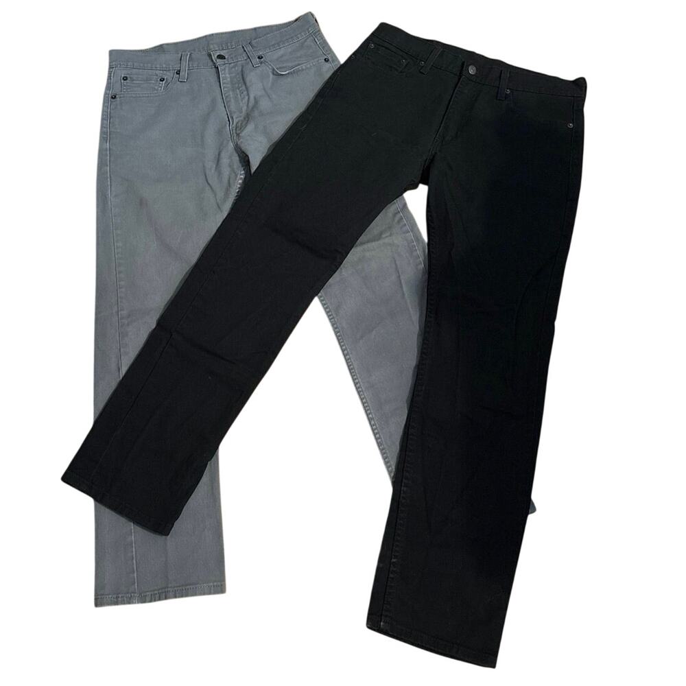 Lot of 2 Pairs Levis 513 Size 32 x 32 Slim Straight Jeans Black Grey